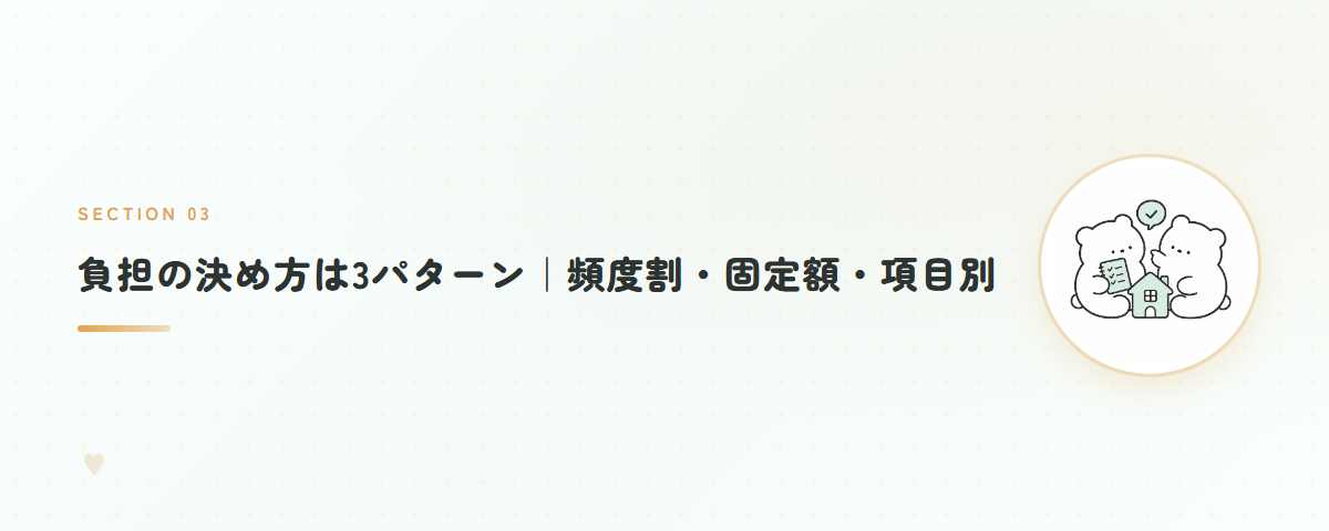 負担の決め方は3パターン|頻度割・固定額・項目別