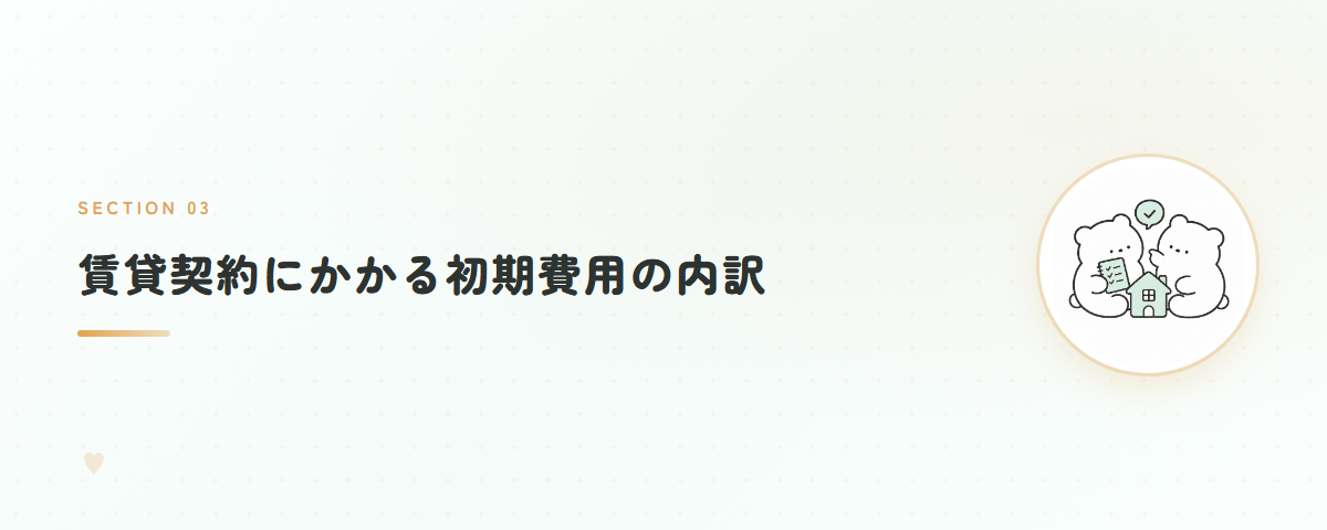 賃貸契約にかかる初期費用の内訳